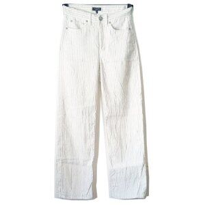 Rag & Bone Linen/Cotton Blend Pinstripe Wide Leg Pants 2 Ivory Blue